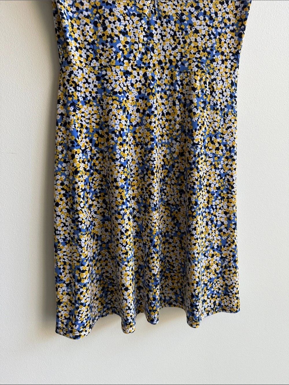 Michael Kors Blue & Mustard Floral Scoop-Neck Mini Dress